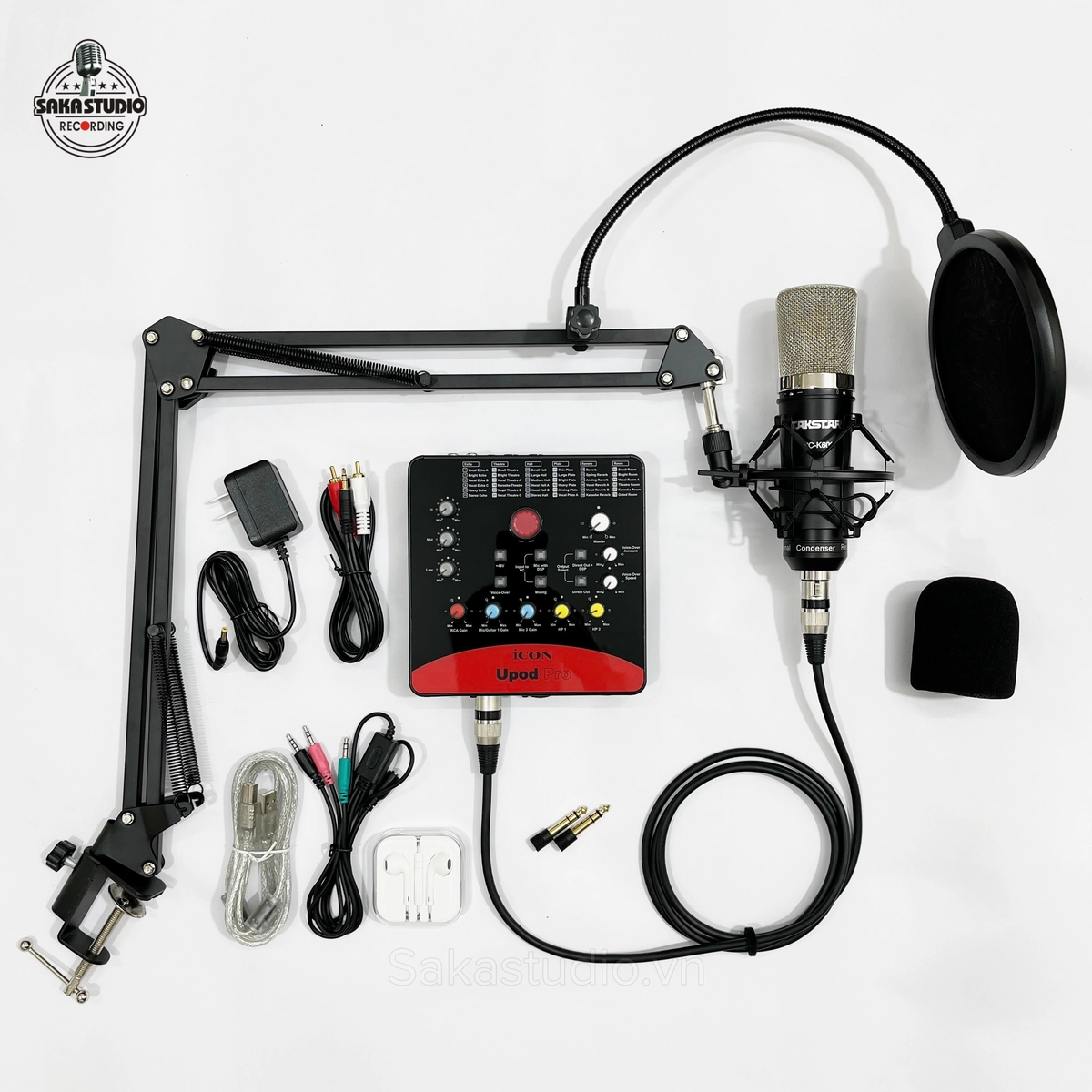 Bộ thu âm livestream sound card iCON Upod Pro + micro Takstar PC K600