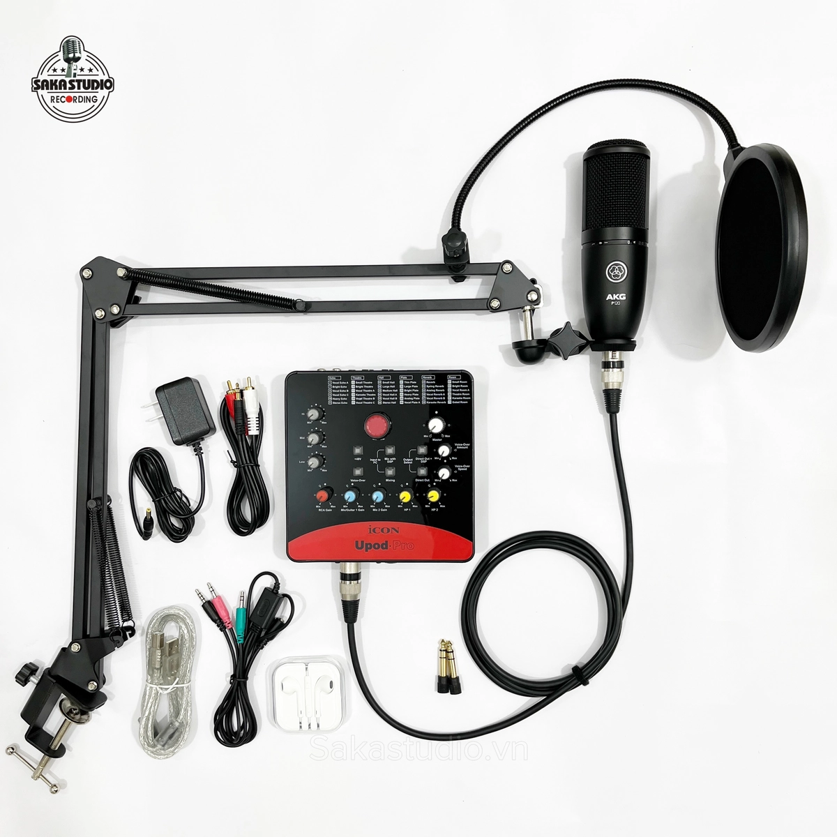 Bộ thu âm livestream sound card iCON Upod Pro + micro AKG P120