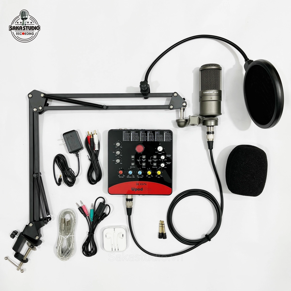 Bộ thu âm livestream sound card iCON Upod Pro + micro Takstar SM-8B