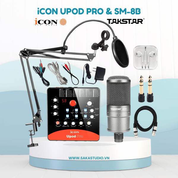 Combo thu âm livestream iCON Upod Pro + Micro Takstar SM-8B