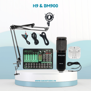 Bộ mic hát livestream TikTok, Bigo giá rẻ H9 + Micro BM900