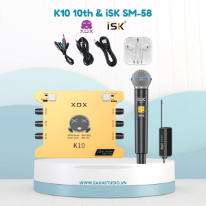 Combo hát livestream không dây K10 + Micro iSK SM58