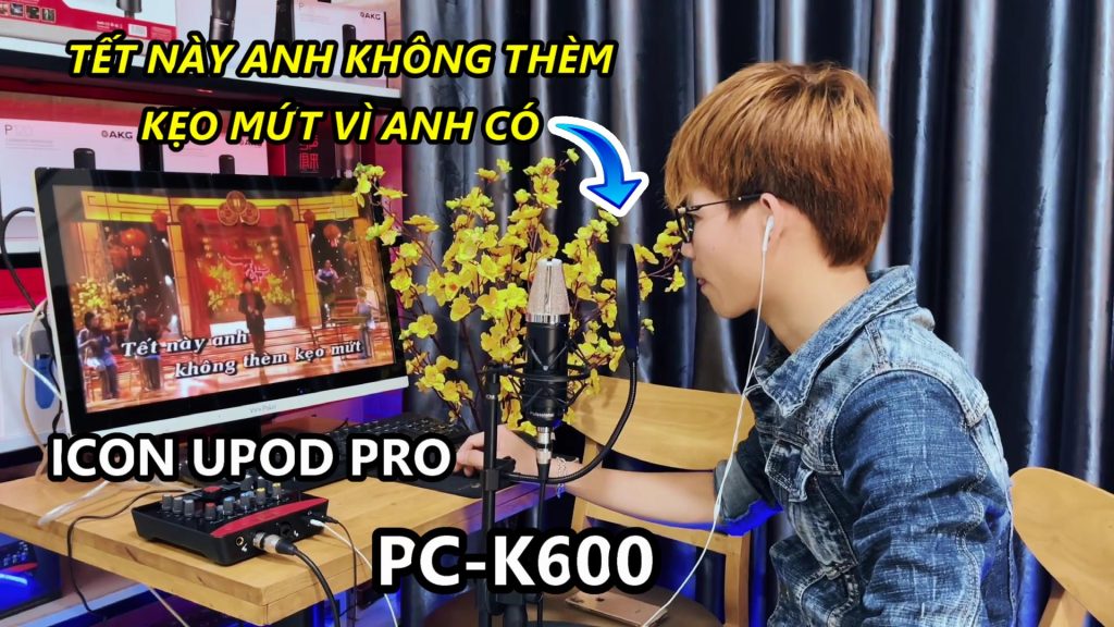 Test combo mic livetream icon upod pro & pc-k600