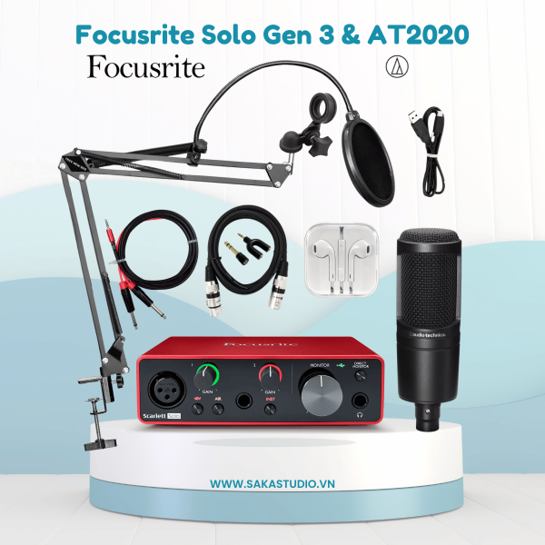 Bộ thu âm Focusrite Solo Gen 3, micro AT2020