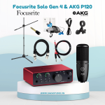 Bộ thu âm Focusrite solo gen 4, micro AKG P120, Chân đứng, QKZ63