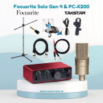 Bộ thu âm Focusrite solo gen 4 + micro pc k200 + chân đứng + qkz63