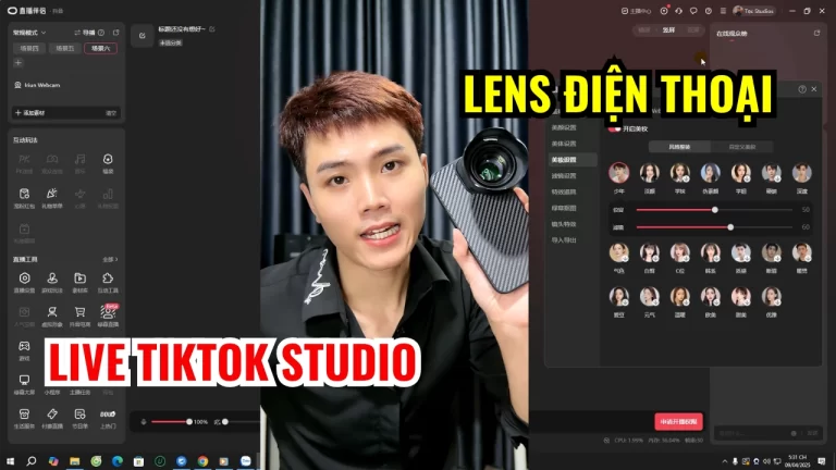 Lens điện thoại live tiktok studio